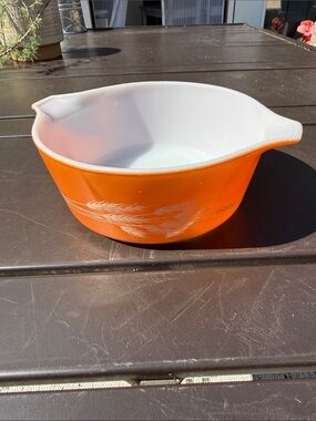 Vintage Pyrex Autumn Harvest Wheat Casserole Dish 472-B Rust Orange 750ml
